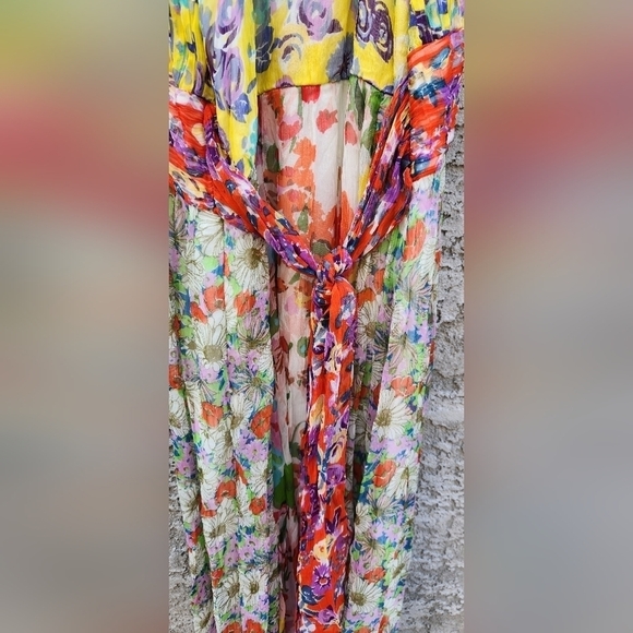 Anthropologie Malibu Floral Maxi Dress Flounced Hem Multicolor - Picture 11 of 12